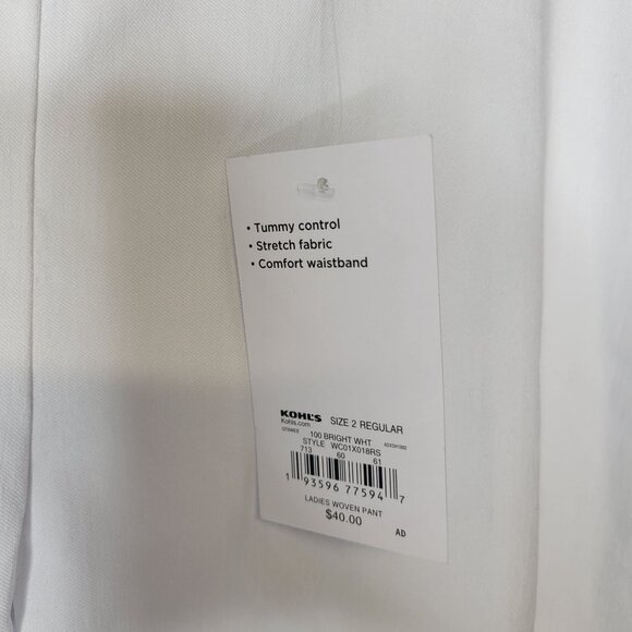Croft & Barrow Women's Size 2 Pants Tummy Control Capri White - Picture 5 of 7